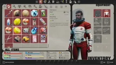 Breathedge 2 equipment inventory showing the spacesuit and its equipped protective slots