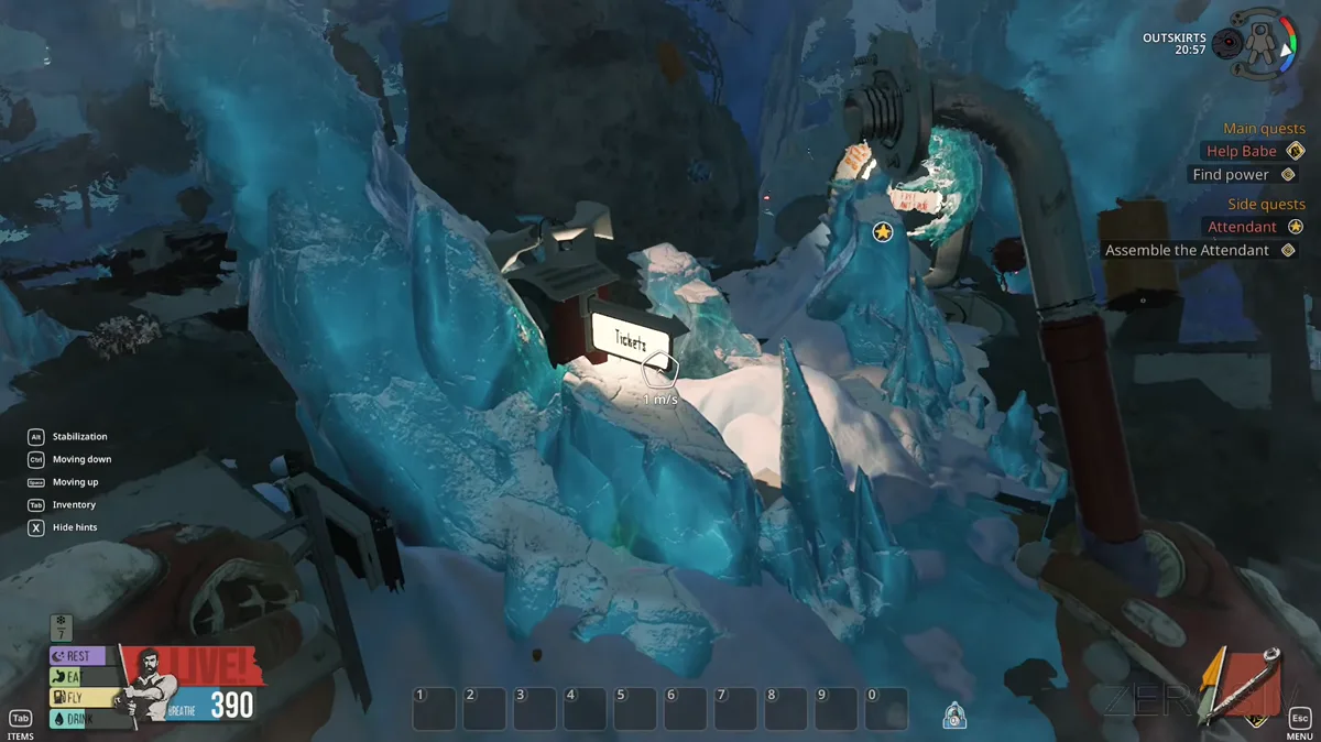 Inserting harvested Ice into an oxygen generator terminal to produce breathable air in space.